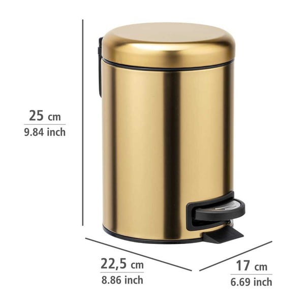 Bidone a pedale in acciaio inox oro 3 l Leman - Wenko-image-3