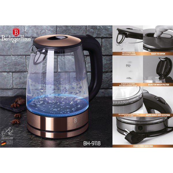 Bollitore 1,7 l Rosegold Metallic Line - BerlingerHaus-image-2