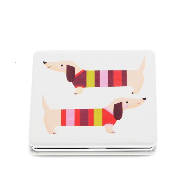 Specchio per make-up con ingrandimento 7x7 cm Sausage Dog – Rex London