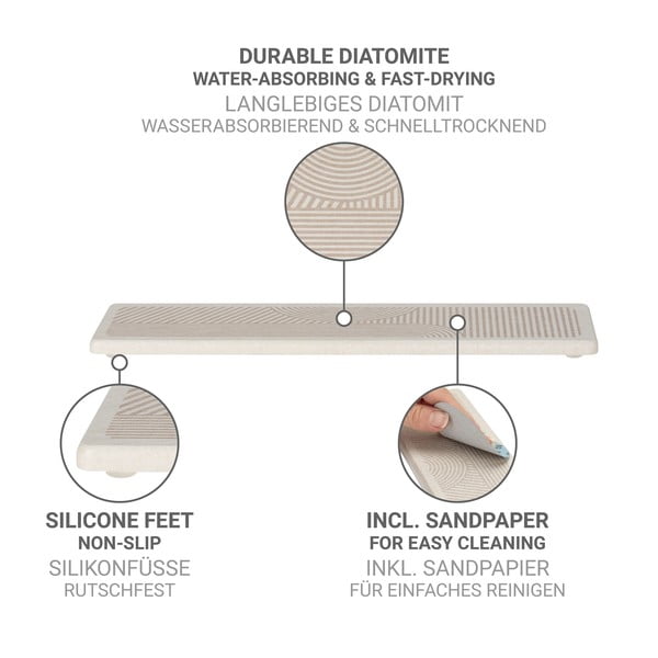 Tappetino scolapiatti beige in diatomite 30x8 cm Damon – Wenko-image-4