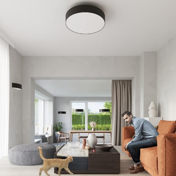 Lampada da soffitto nera con paralume in vetro ø 80 cm Herra - Sollux-image-3
