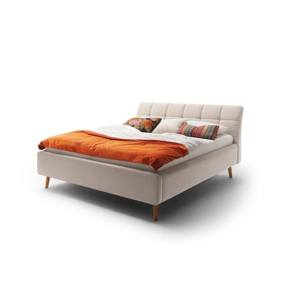 Letto matrimoniale imbottito beige con contenitore con rete inclusa 180x200 cm Mila – Meise Möbel-image-2