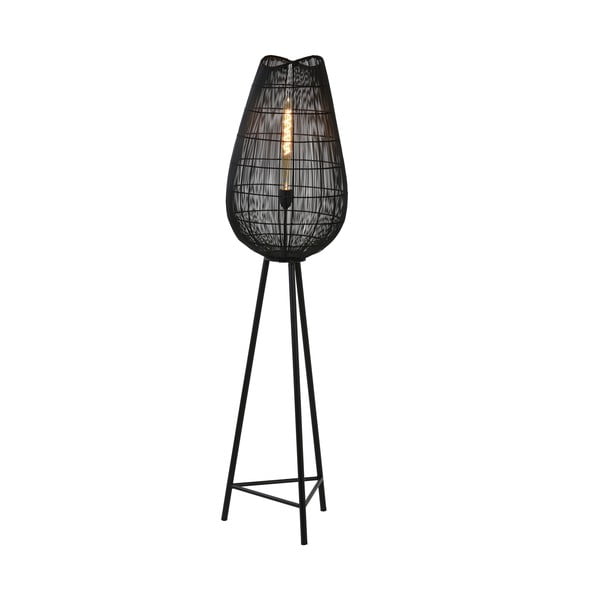 Lampada da terra nera opaca con paralume in metallo (altezza 145 cm) Yumi - Light & Living