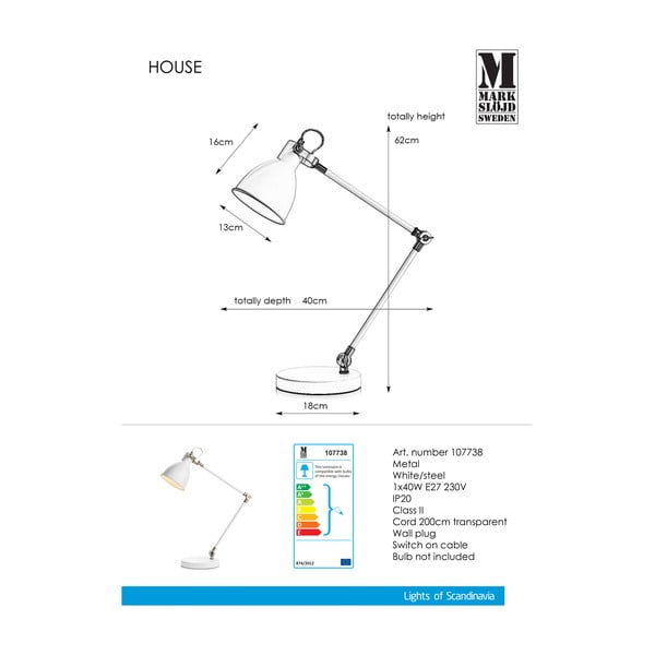 Lampada da tavolo bianca Lampada da tavolo bianca House - Markslöjd-image-2