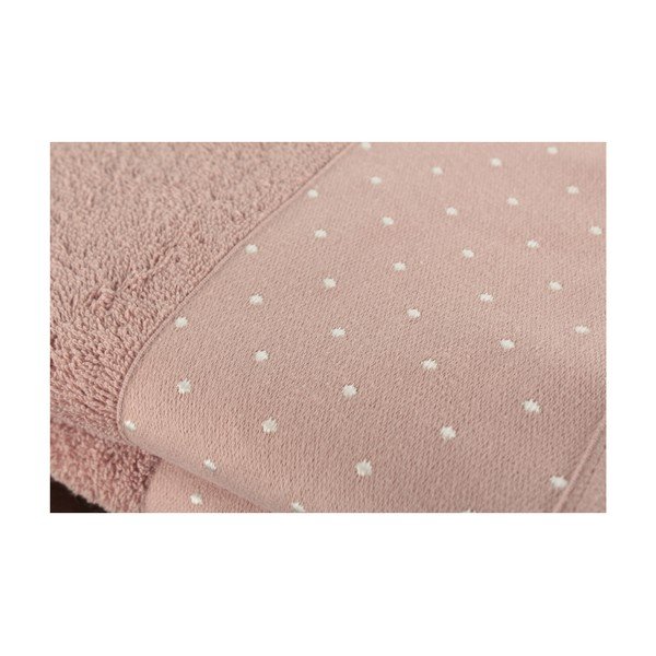 Set di 2 asciugamani in cotone rosa cipria Patricia, 50 x 90 cm - Foutastic-image-1