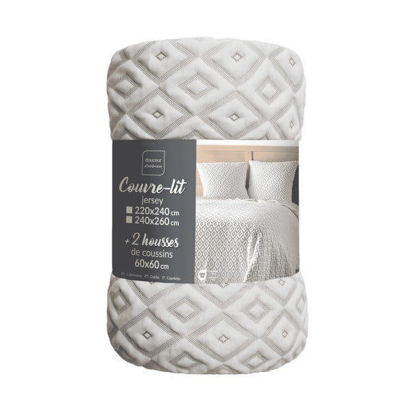 Set con copriletto e federa bianco/beige in jersey 240x260 cm Joana – douceur d'intérieur-image-2