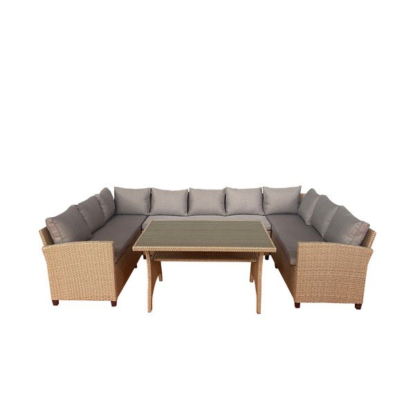 Set di mobili da giardino beige in rattan artificiale per 9 persone Ventura – Unique Furniture
