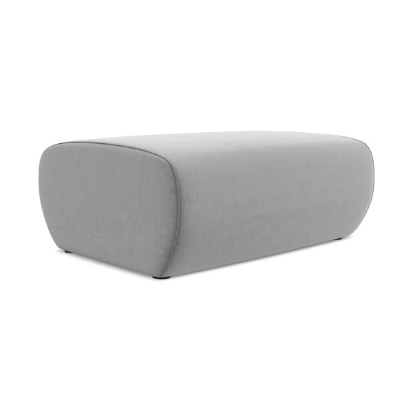 Poggiapiedi grigio chiaro con rivestimento in velluto Kapua – Makamii-image-1