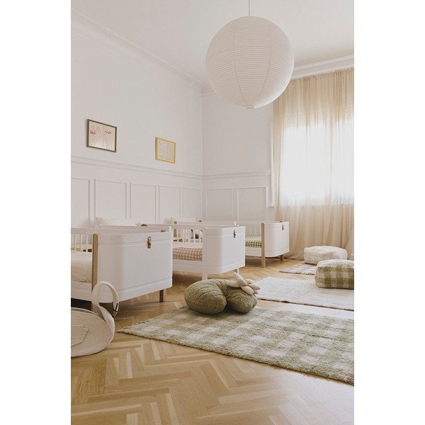 Tappeto per bambini verde in cotone lavabile/tessuto a mano 90x120 cm Vichy – Lorena Canals-image-1