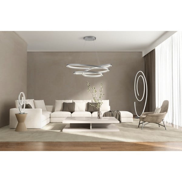 Lampada da terra a LED grigia con paralume in metallo (altezza 175 cm) Ciola - CINQUE-image-1