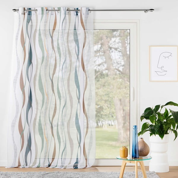 Tenda in voile bianco e blu 140x280 cm Lisana - douceur d'intérieur-image-2