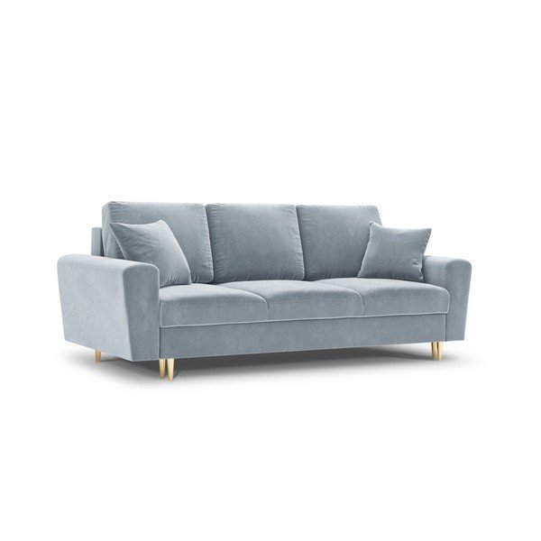 Divano azzurro allungabile e con contenitore con rivestimento in velluto 235 cm Kyoto – Cosmopolitan Design-image-1