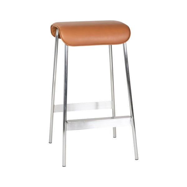 Set di sedie da bar marrone cognac/argentata in imbottito 2 pz (altezza della seduta 75 cm) Avenue – Hübsch-image-2