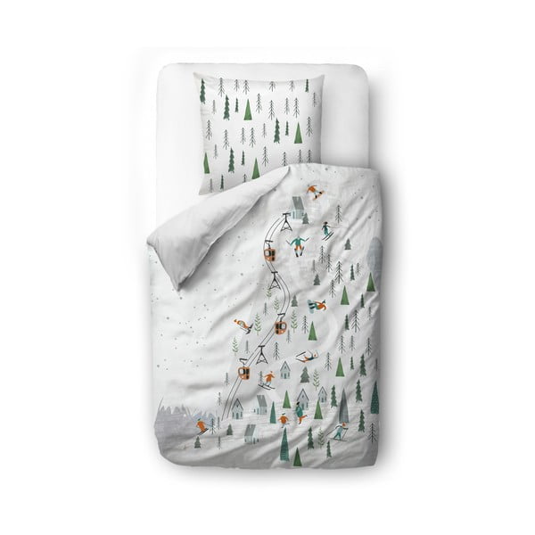 Biancheria da letto singola in cotone sateen bianco 140x200 cm Ski Slope - Butter Kings