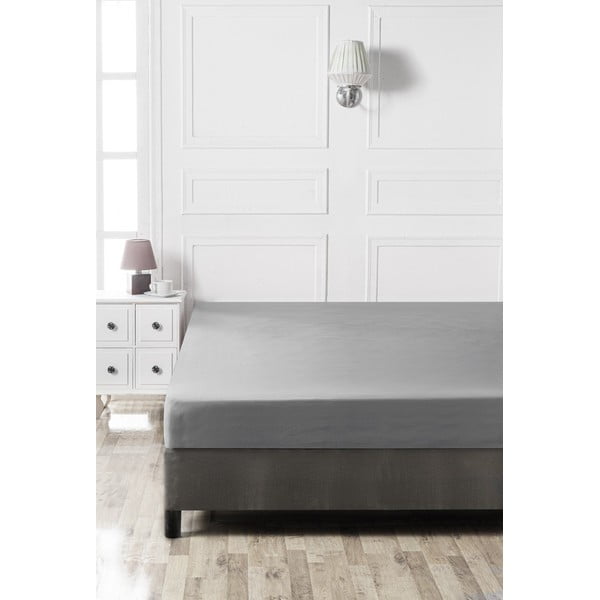 Lenzuolo con angoli in grigio scuro in cotone 140x200 cm – Mijolnir-image-2