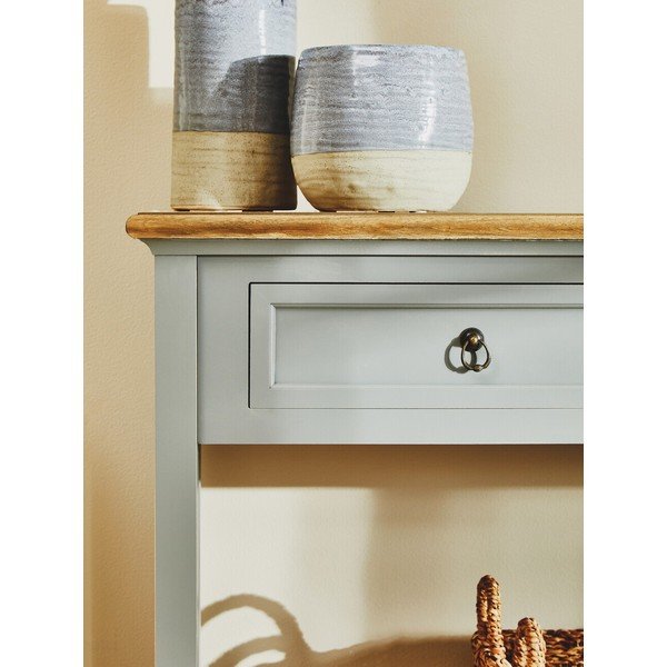 Tavolo consolle grigio in legno di paulownia massiccio 34,5x99 cm Henley – Premier Housewares-image-2