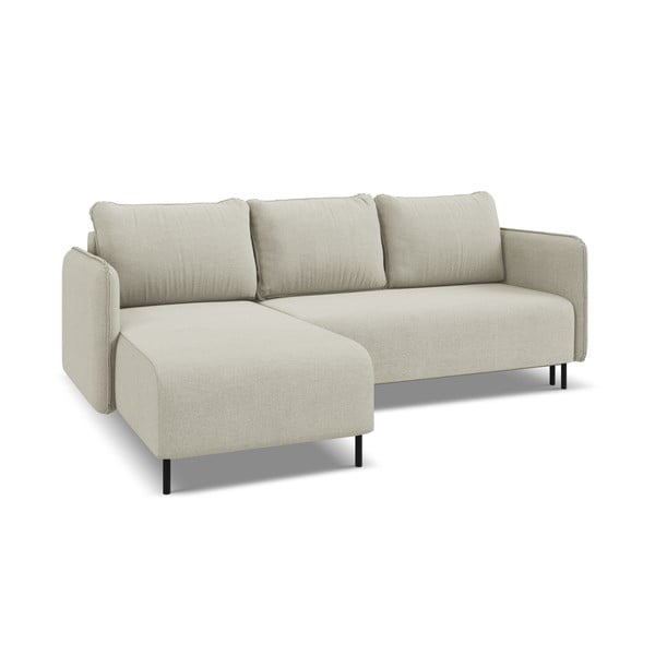 Divano angolare beige allungabile/con contenitore (con penisola a sinistra) Luana – Makamii-image-4