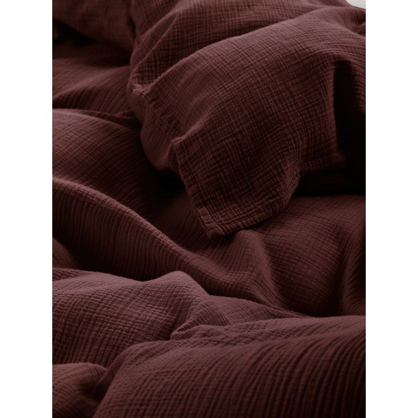 Set copripiumino e federa marrone scuro in mussola per letto singolo 140x200 cm Amilia – Jotex-image-3