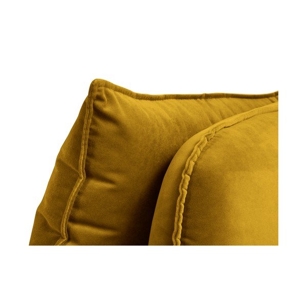 Poltrona lounge in velluto giallo con gambe nere , angolo destro Lento - Kooko Home-image-3