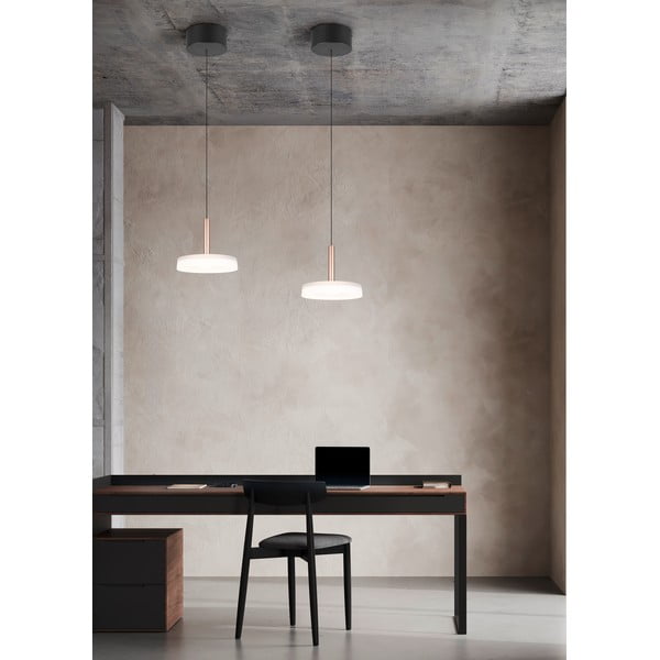 Lampadario LED dimmerabile in nero, bianco e oro con paralume in vetro ø 22 cm Celeste - Trio-image-1