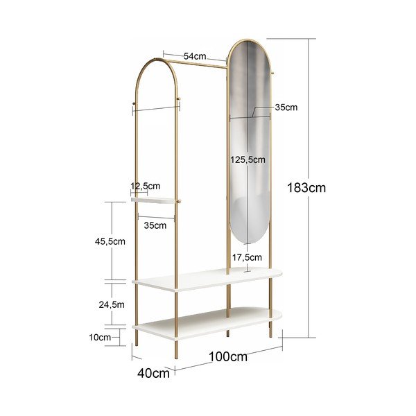 Set di mobili da ingresso nero/grigio in metallo 101x183x43 cm Anastacia – Støraa-image-2