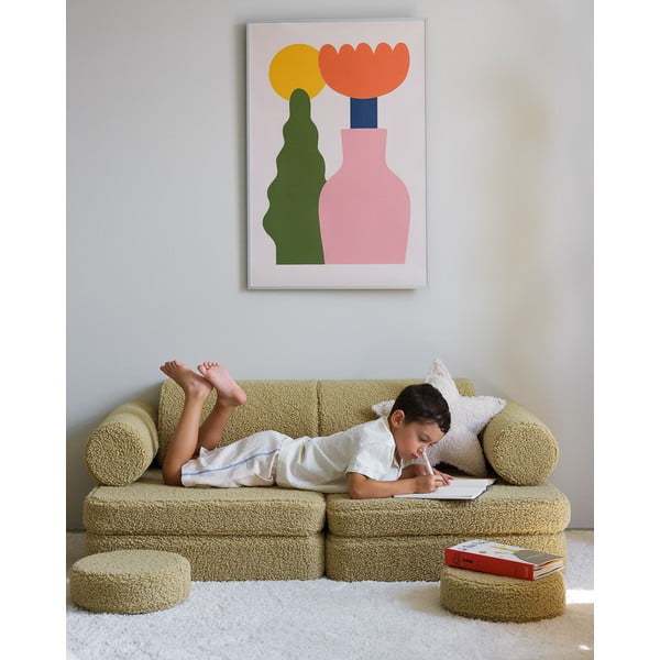 Divano per bambini verde con rivestimento in bouclé 132 cm Settee – Wigiwama-image-4