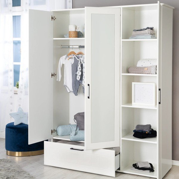 Armadio per bambini bianco con specchio 139x190 cm Sylt - Roba-image-1