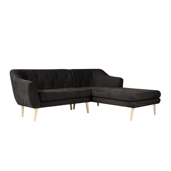 Divano nero con lettino sul lato destro Sicile - Mazzini Sofas-image-3