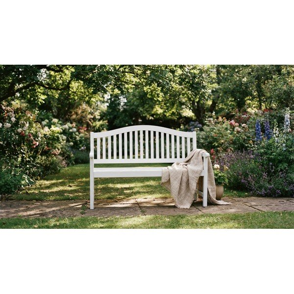 Panchina da giardino in legno bianco Singapore - Garden Pleasure-image-3