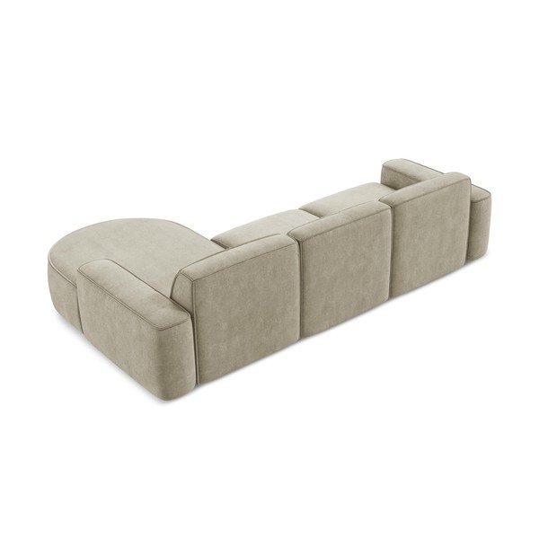 Divano angolare beige (con penisola a destra/con chaise lounge) con rivestimento in ciniglia Omao – Makamii-image-3