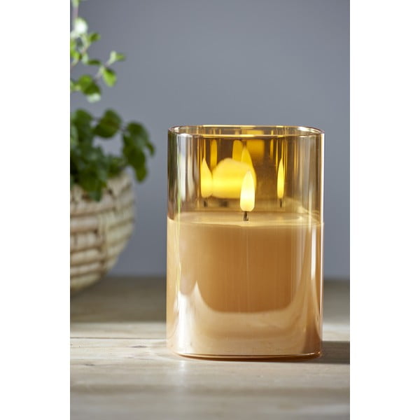 Candela di cera a LED arancione in vetro, altezza 12,5 cm Flamme - Star Trading-image-1