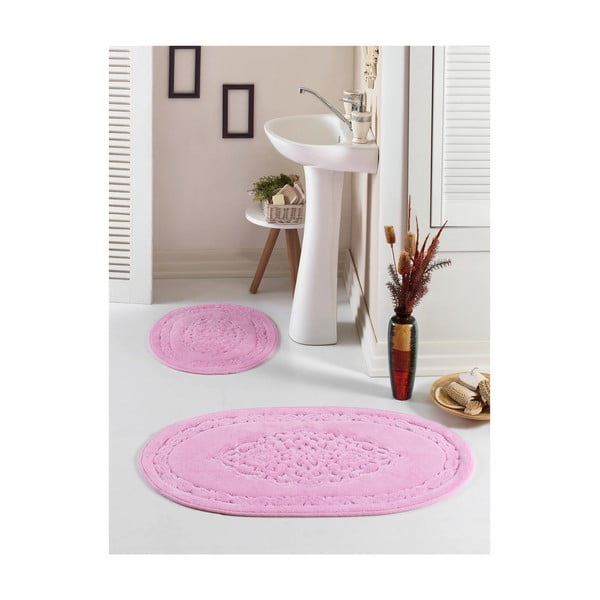 Set di 2 tappetini da bagno ovali rosa - Unknown