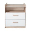 Cassettiera per bambini bianca/di colore naturale con effetto rovere con fasciatoio 88x98x75 cm Cabane – Roba