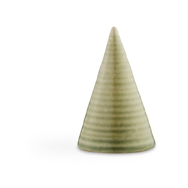Statuetta decorativa in gres verde chiaro Cono smaltato verde oliva, altezza 11 cm - Kähler Design