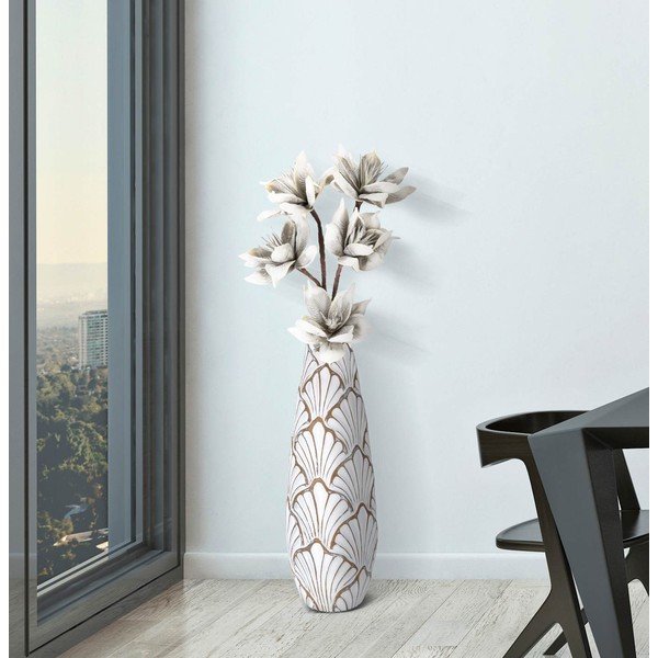 Vaso alto bianco in poliresina 55 cm Panama - Mauro Ferretti-image-1