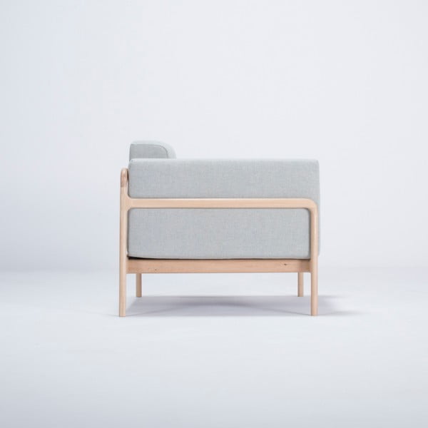 Poltrona in legno di quercia con seduta in tessuto grigio-blu Fawn - Gazzda-image-3