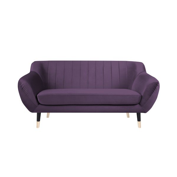 Divano viola con gambe nere Benito, 158 cm - Mazzini Sofas