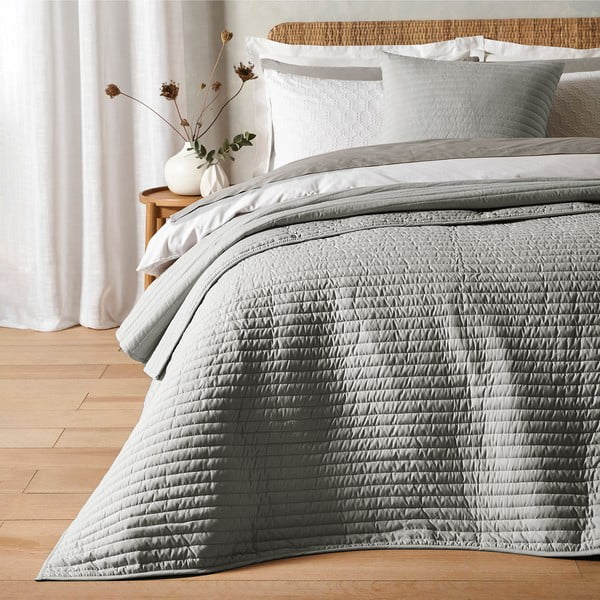 Copriletto trapuntato grigio per letto matrimoniale 220x230 cm - Bianca