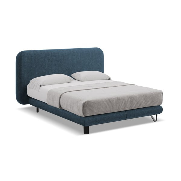 Letto boxspring blu 140x200 cm Ilima - Makamii-image-1
