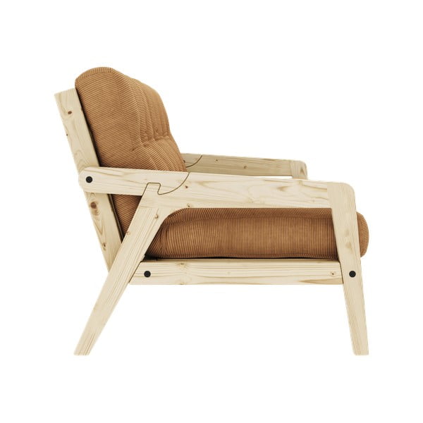 Divano letto in velluto a coste marrone senape 204 cm Grab Clear - Karup Design-image-4