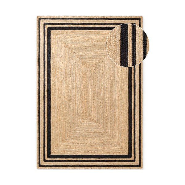 Tappeto nero/di colore naturale in iuta reversibile/tessuto a mano 120x170 cm Jutta – Hanse Home