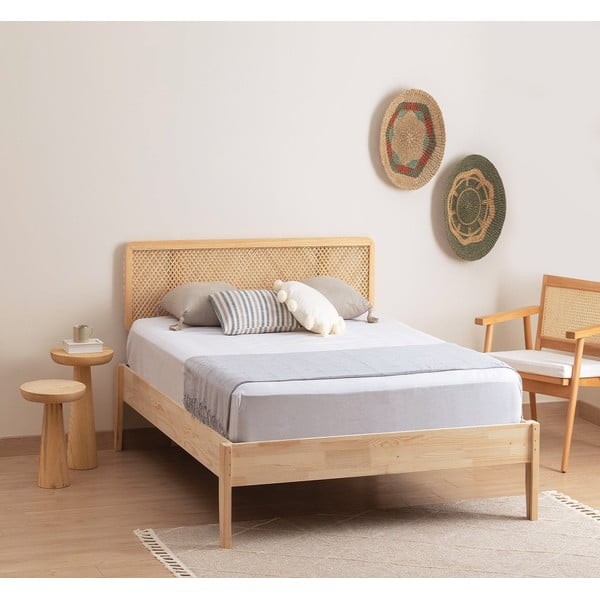 Letto singolo colore naturale in legno di abete rosso con doghe 90x200 cm Izabelya - Kalune Design-image-1