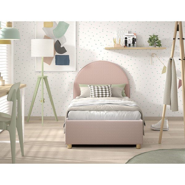 Letto singolo imbottito rosa con contenitore con rete inclusa 90x200 cm Moon – Vipack-image-3