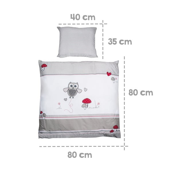 Set copripiumino e federa da bambini bianco/grigio in cotone per culla 80x80 cm Adam & Eule – Roba-image-3