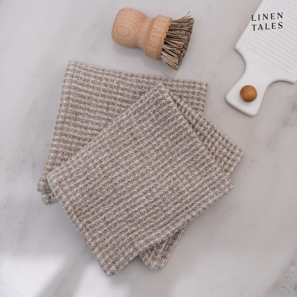 Asciugamani di lino in set da 2 26x26 cm Natural - Linen Tales-image-1