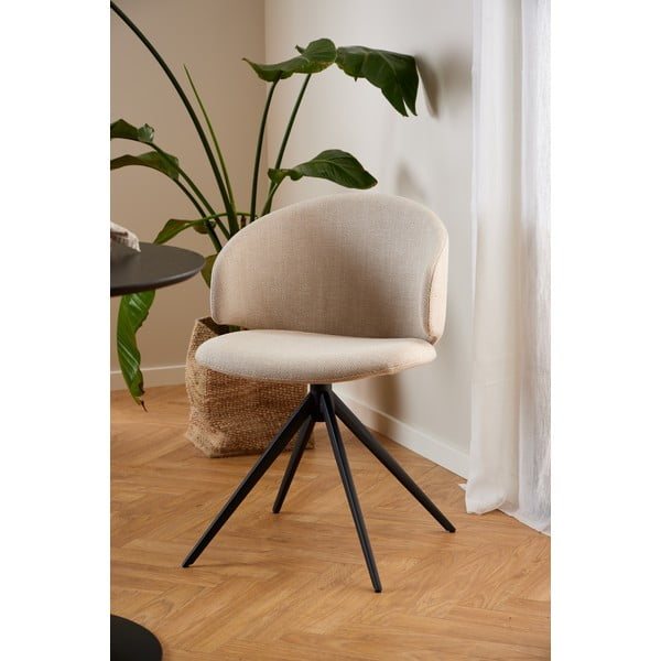 Sedia da pranzo beige in imbottito con braccioli Ella – Actona-image-2