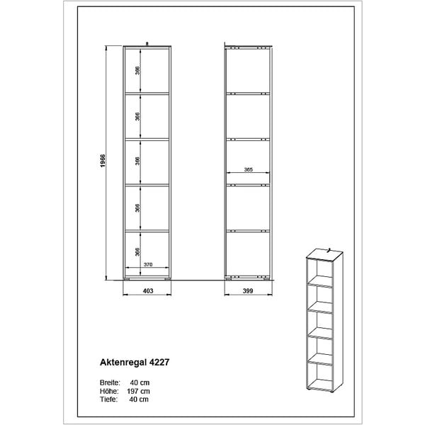 Libreria grigia e beige in noce 41x197 cm Ancona - Germania-image-4