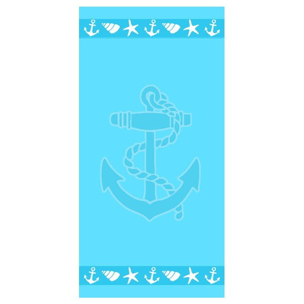 Telo mare blu in spugna di cotone 70x140 cm Anchor - B.E.S.