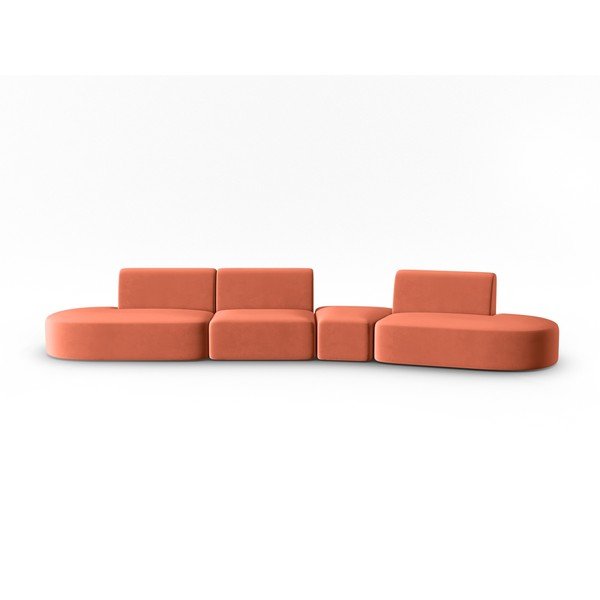 Divano rosa con penisola a destra con rivestimento in velluto 428 cm Paolo – Milo Casa