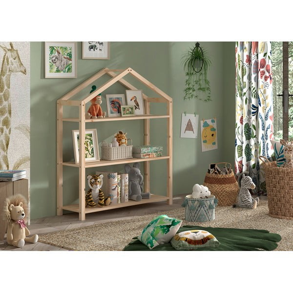 Libreria per bambini di colore naturale in pino massiccio 111x141x40 cm Dallas – Vipack-image-1